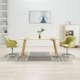 Dining chair set of 2 green fabric standard swivel
