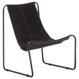 Relaxing chair black genuine leather, powder-coated iron standard
