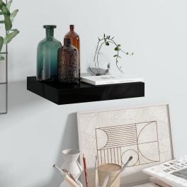 Wall shelf high gloss black honeycomb mdf, metal small