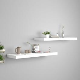 Wall shelf set of 2 white honeycomb mdf, metal