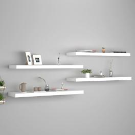 Wall shelf set of 4 white honeycomb mdf, metal 35.4 in long