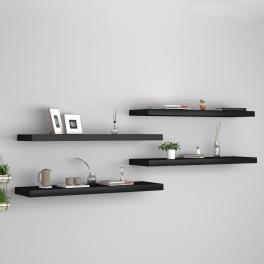 Wall shelf set of 4 black honeycomb mdf, metal