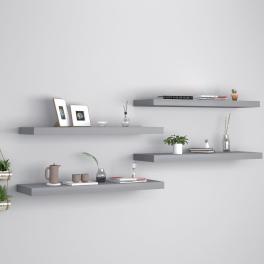 Wall shelf set of 4 grey honeycomb mdf, metal 31.5 x 9.3 in