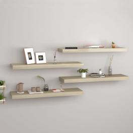 Wall shelf set of 4 oak honeycomb mdf, metal medium