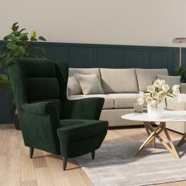 Armchair dark green velvet, plywood standard armchair other