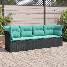 Garden sofa set black pe rattan medium adjustable feet