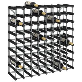 Wine rack for 72 bottles black solid pine wood