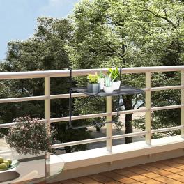 Balcony table black steel medium foldable balcony table