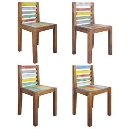 Dining chair set of 4 multicolour solid reclaimed wood standard