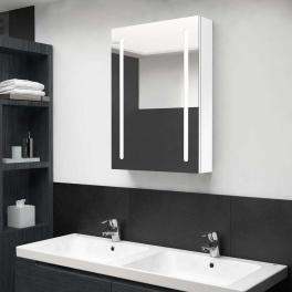 Bathroom cabinet shining white mdf with melamine finish, glass