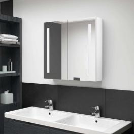 Bathroom cabinet shining white mdf with melamine finish, glass mirror