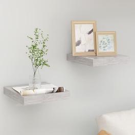 Wall shelf set of 2 concrete grey honeycomb mdf, metal
