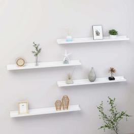 Wall shelf set of 4 high gloss white mdf