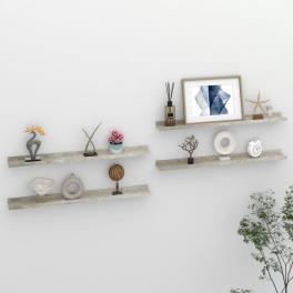 Wall shelf set of 4 concrete gray mdf 31.5 x 3.5 x 1.2 in
