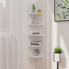 Wall corner shelf white engineered wood medium wall corner shelf
