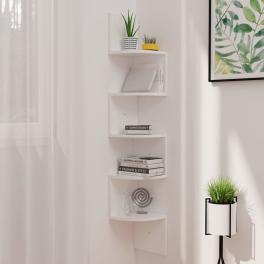 Wall corner shelf high gloss white engineered wood medium