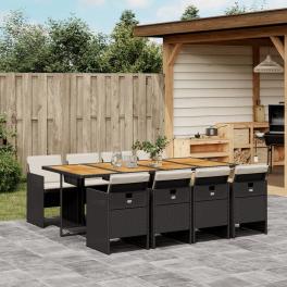 Patio dining set set of 8 black and brown