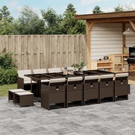 Garden dining set brown pe rattan large foldable