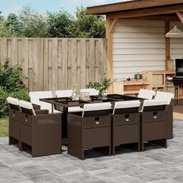 Patio dining set set of 10 brown and black