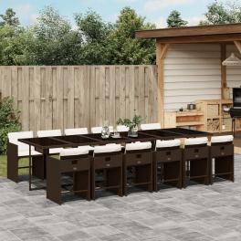 Patio dining set set of 12 brown