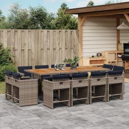 Patio dining set set of 12 gray, navy blue, brown