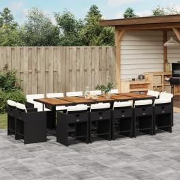 Patio dining set set of 14 black and cream white