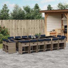 Patio dining set set of 16 gray pe rattan large foldable