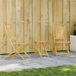 Bistro set natural bamboo bamboo 3 piece set foldable