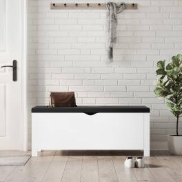 Storage box white engineered wood, faux leather