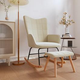 Rocking chair with stool cream