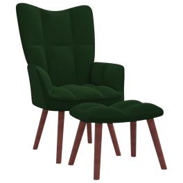 Relaxing chair with stool dark green
