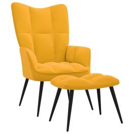 Relaxing chair with stool mustard yellow