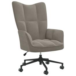 Relaxing chair light gray velvet (100% polyester), steel standard