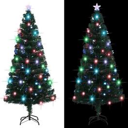 Artificial christmas tree green fiber optic, steel 5 ft