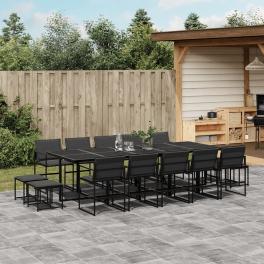 Garden dining set black,string,dark gray