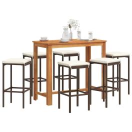 Garden bar set brown solid acacia wood 7 piece set