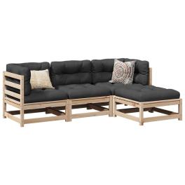 Patio sofa set anthracite solid pine wood large modular