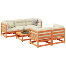Garden sofa set wax brown solid pine wood sectional modular