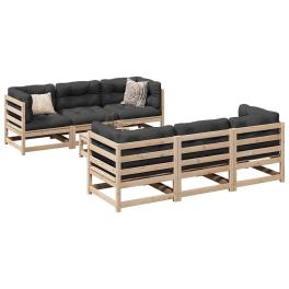 Patio sofa set anthracite solid pine wood modular