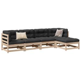 Garden sofa set natural wood solid pine wood medium modular