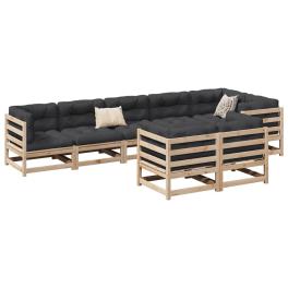 Garden sofa set natural wood solid pine wood large modular