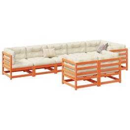 Garden sofa set wax brown solid pine wood large modular