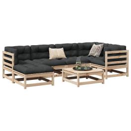 Garden sofa set natural wood and anthracite