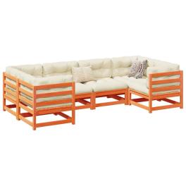 Garden sofa set wax brown solid pine wood 6 piece
