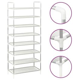 Shoe rack silver metal, non-woven fabric (100% polyester), plastic