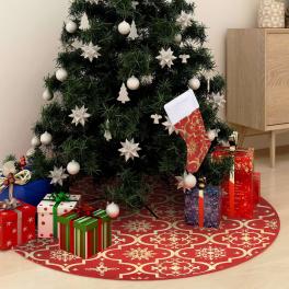 Christmas tree skirt red 100% polyester large foldable