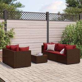 Patio lounge set set of 5 brown, cinnamon red
