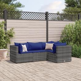 Patio lounge set gray pe rattan medium modular