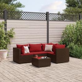 Patio lounge set brown pe rattan medium modular