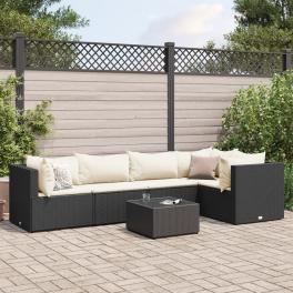 Patio lounge set black pe rattan, powder-coated steel, tempered glass